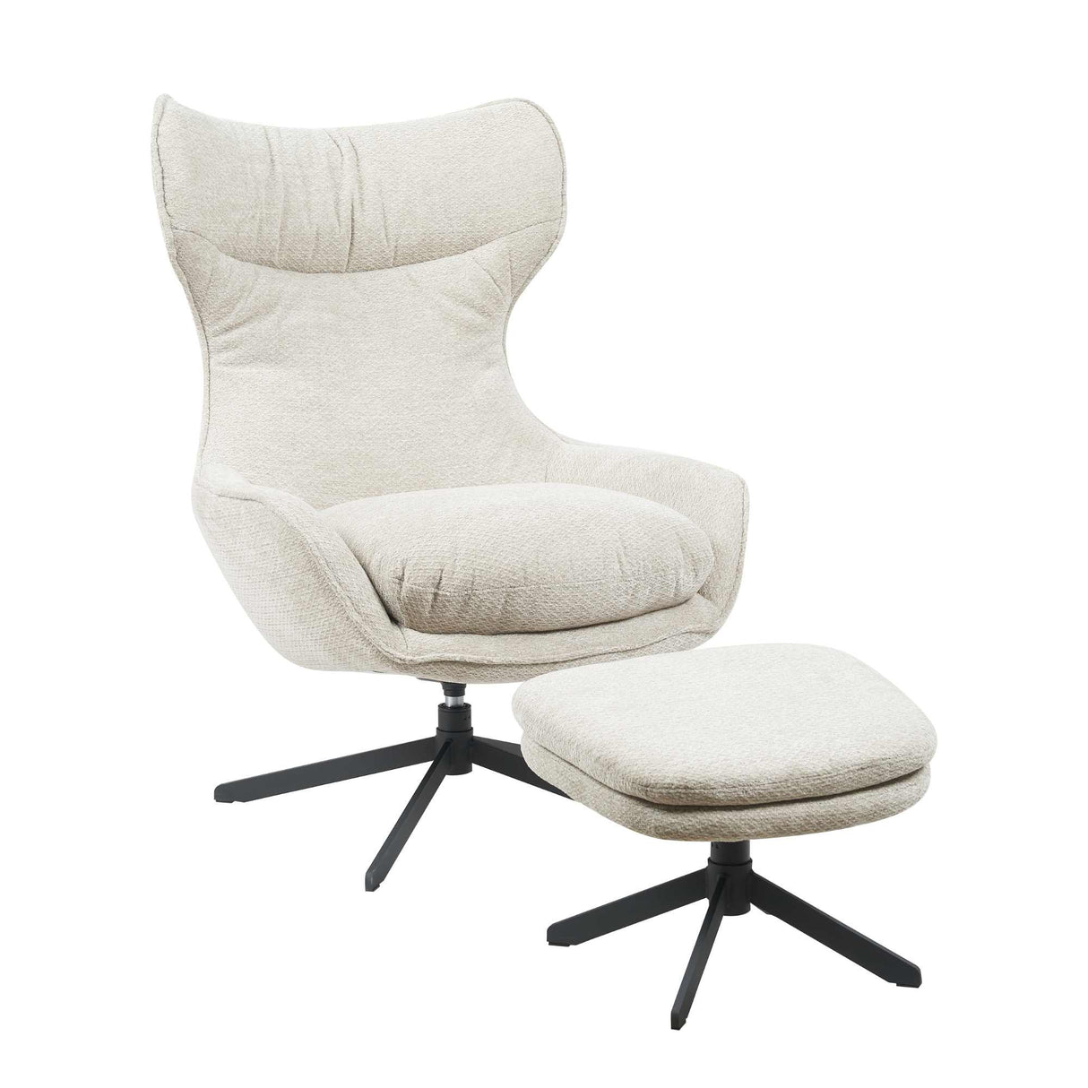 Fauteuil - Draaibaar - Taupe - Stof - Inclusief Voetenbank
