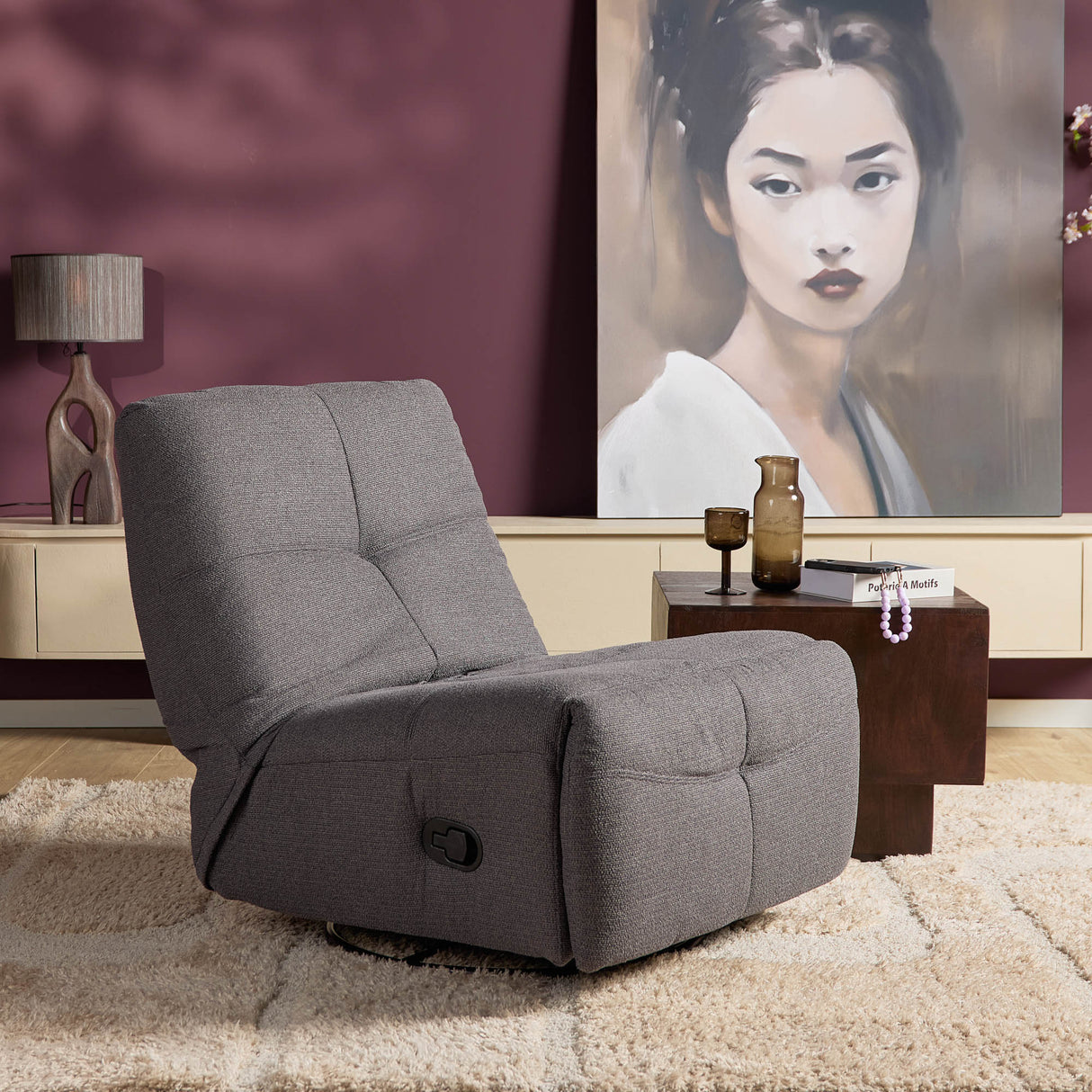 Relaxfauteuil - Antraciet - Verstelbaar - Draaibaar - Modern