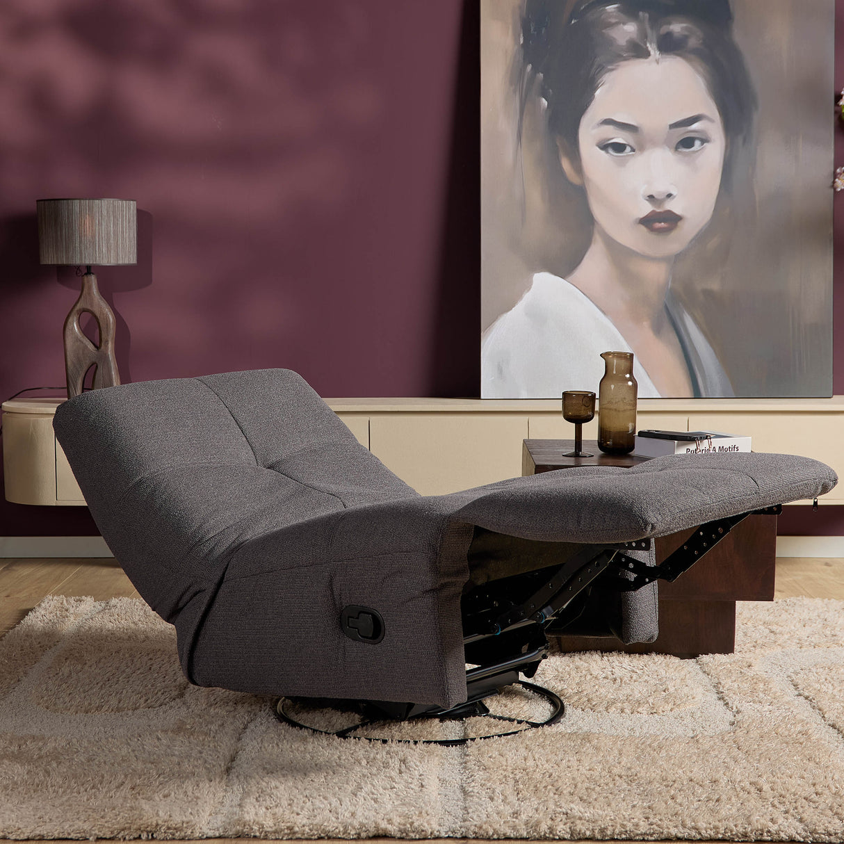Relaxfauteuil - Antraciet - Verstelbaar - Draaibaar - Modern