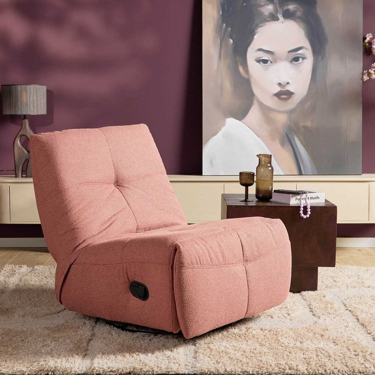 Relaxfauteuil - Roze - Verstelbaar - Draaibaar - Modern