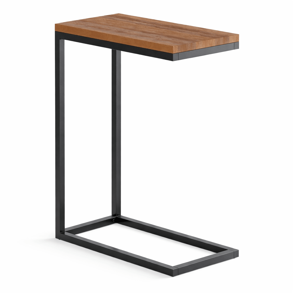 Bijzettafel Manteo – Massief Eiken Tafelblad – Zwart Metalen Frame – Modern Design – Diverse Maten Bijzettafels Knuska