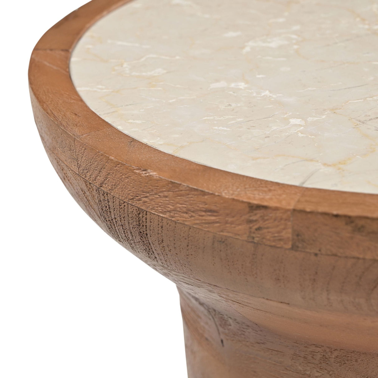 Bijzettafel - Naturel Mangohout - Travertin Blad - 33 cm End Tables Starfurn