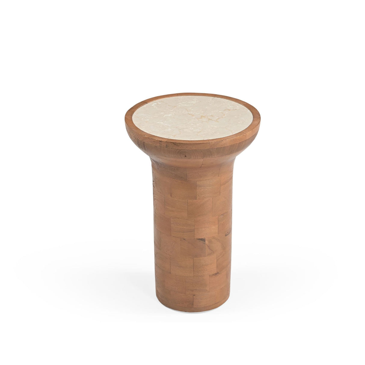 Bijzettafel - Naturel Mangohout - Travertin Blad - 33 cm End Tables Starfurn