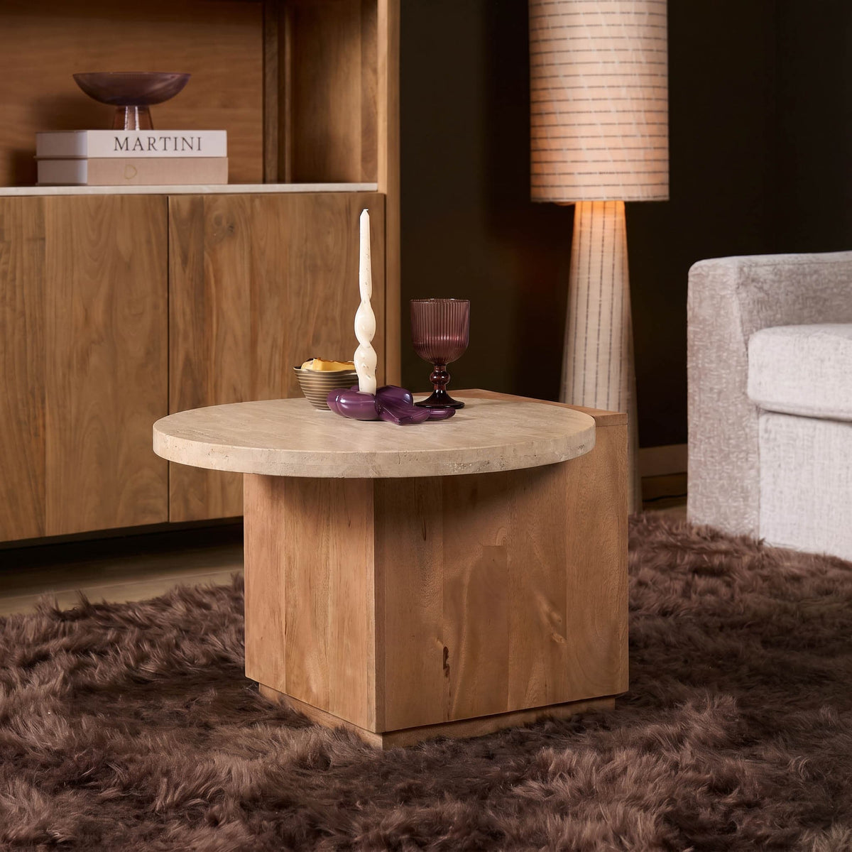 Bijzettafel Numa Naturel Travertin 60 cm Starfurn