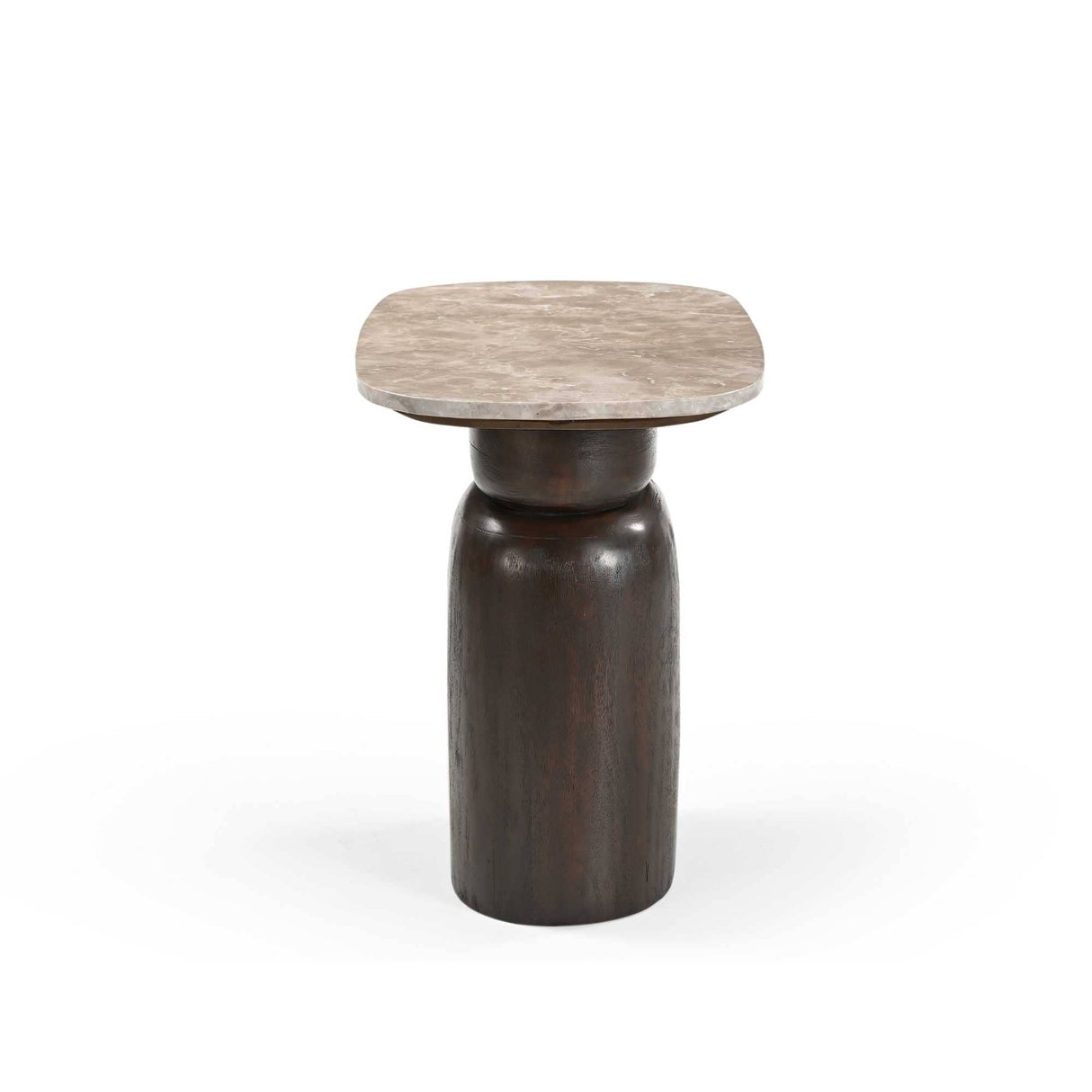 Bijzettafel - Ovaal - Bruin - Marmer - Mangohout - 56 cm End Tables Starfurn