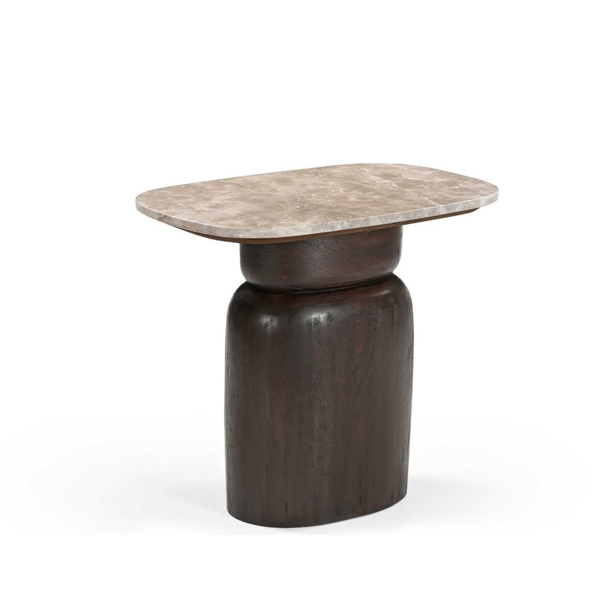 Bijzettafel - Ovaal - Bruin - Marmer - Mangohout - 56 cm End Tables Starfurn