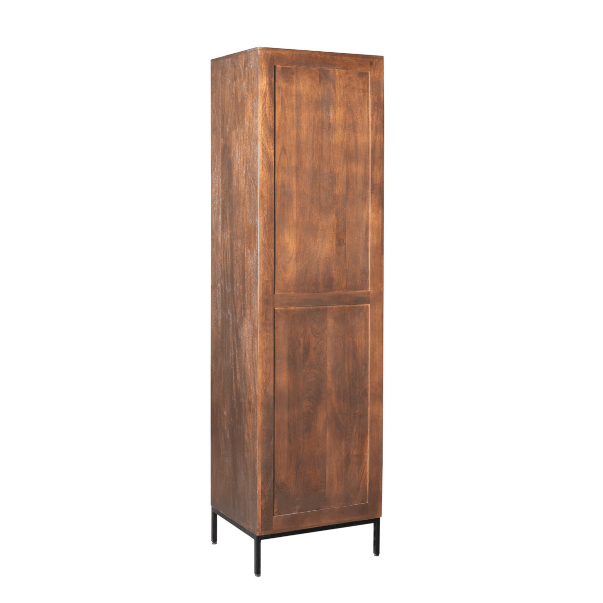 Boekenkast - Bruin Mangohout - 55 cm - Verticaal Lattenpatroon - 1 Deur & 2 Open Vakken Bookcases & Standing Shelves Starfurn