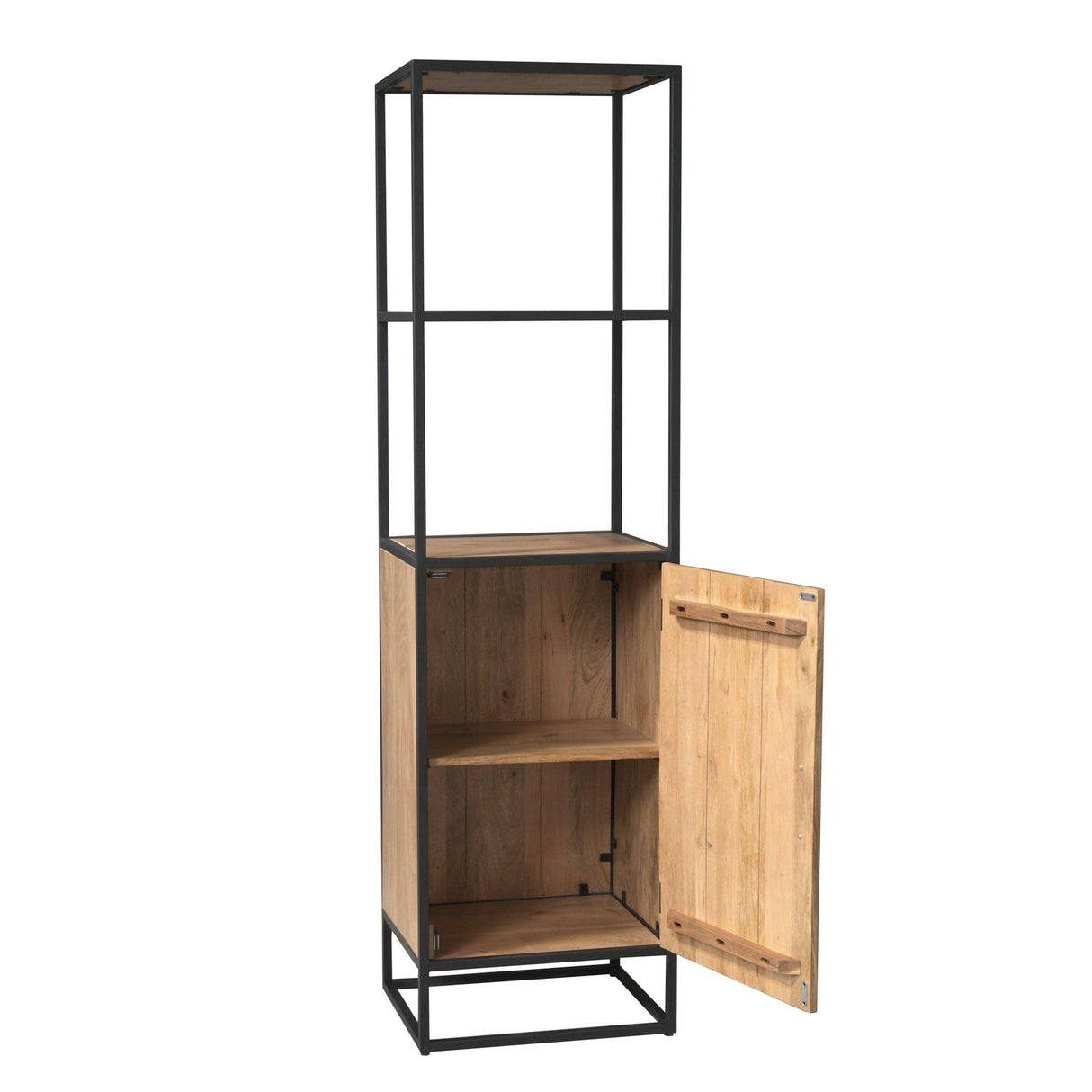 Boekenkast - Naturel - Mangohout - 55 cm - 1 Deur Bookcases & Standing Shelves Starfurn