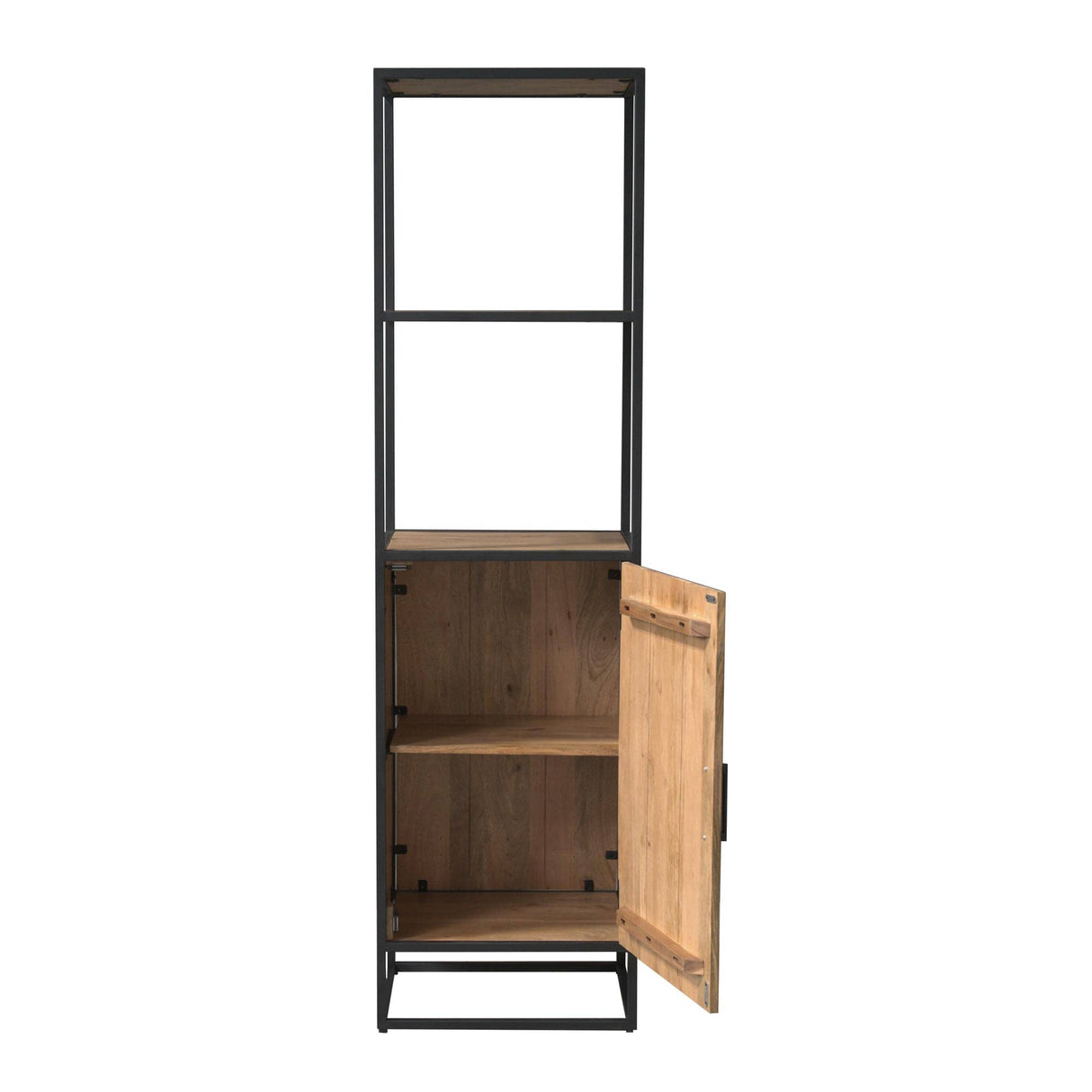 Boekenkast - Naturel - Mangohout - 55 cm - 1 Deur Bookcases & Standing Shelves Starfurn