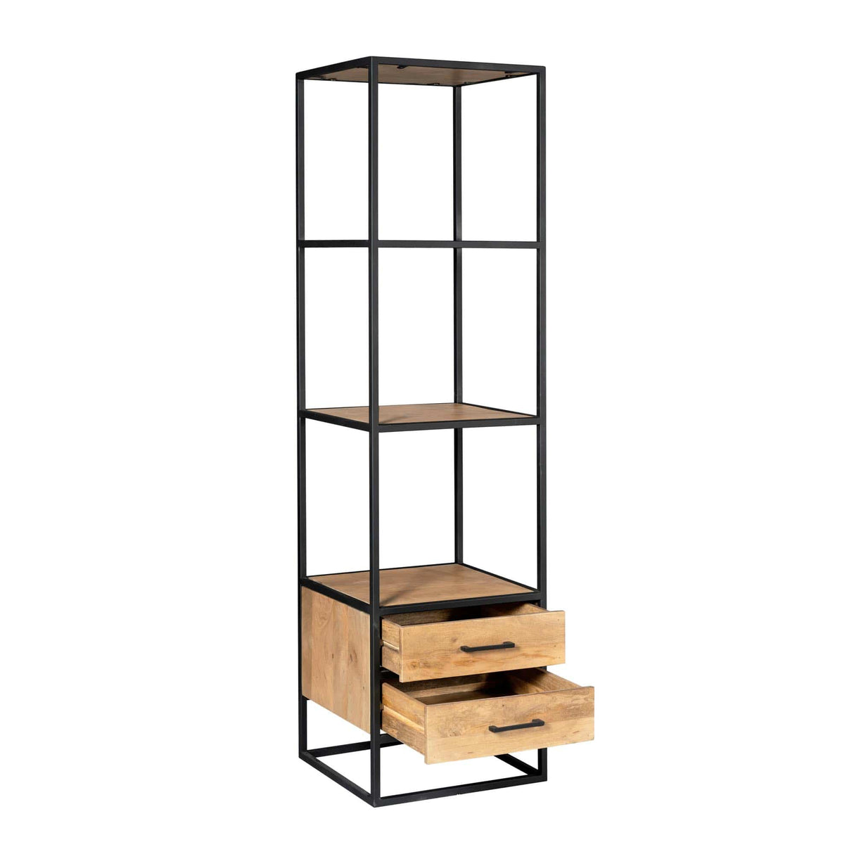 Boekenkast - Naturel - Mangohout - met lades - 55 cm Bookcases & Standing Shelves Starfurn