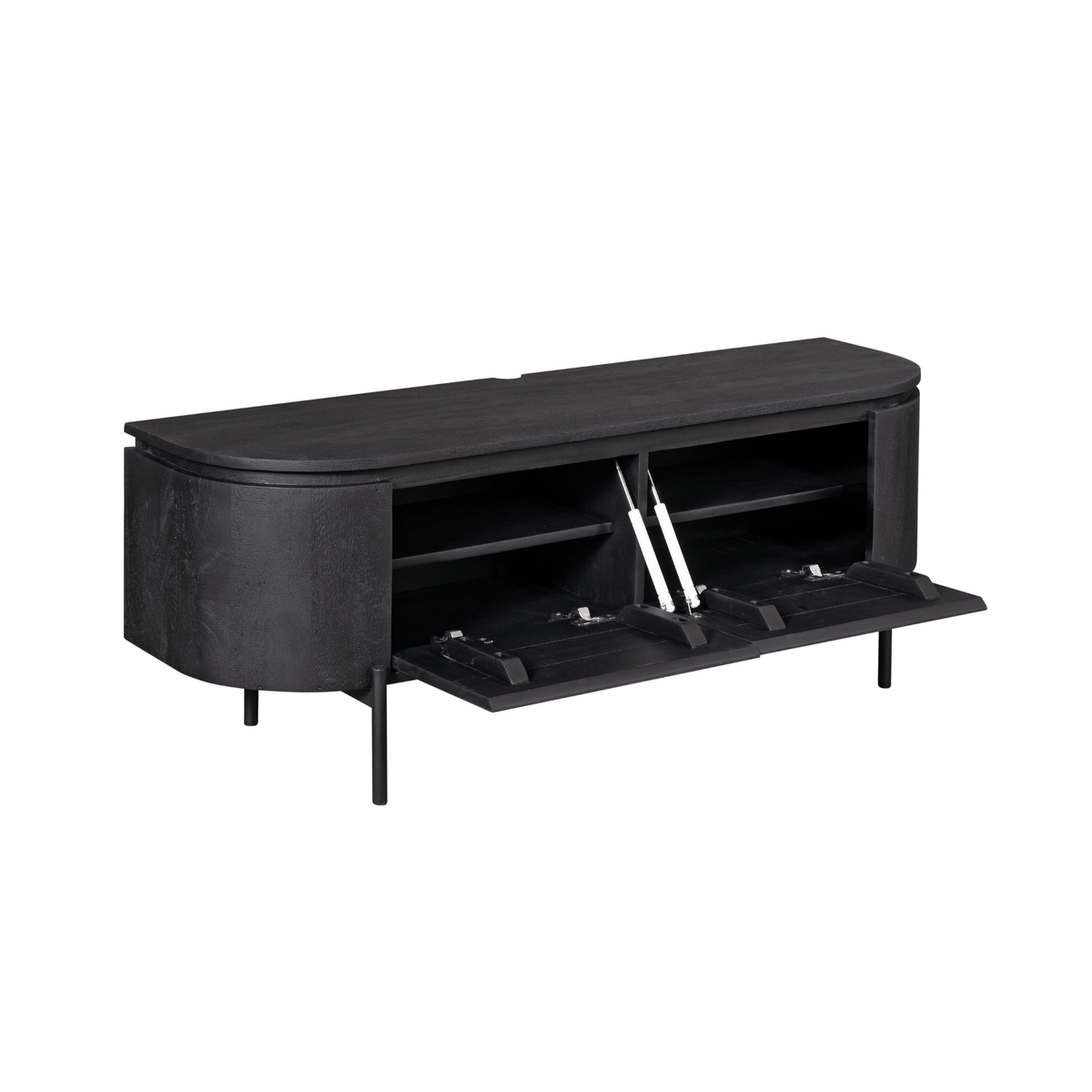 Compact Tv-meubel - Zwart Mangohout - 120 cm - Zwevend of Staand Entertainment Centers & TV Stands Starfurn