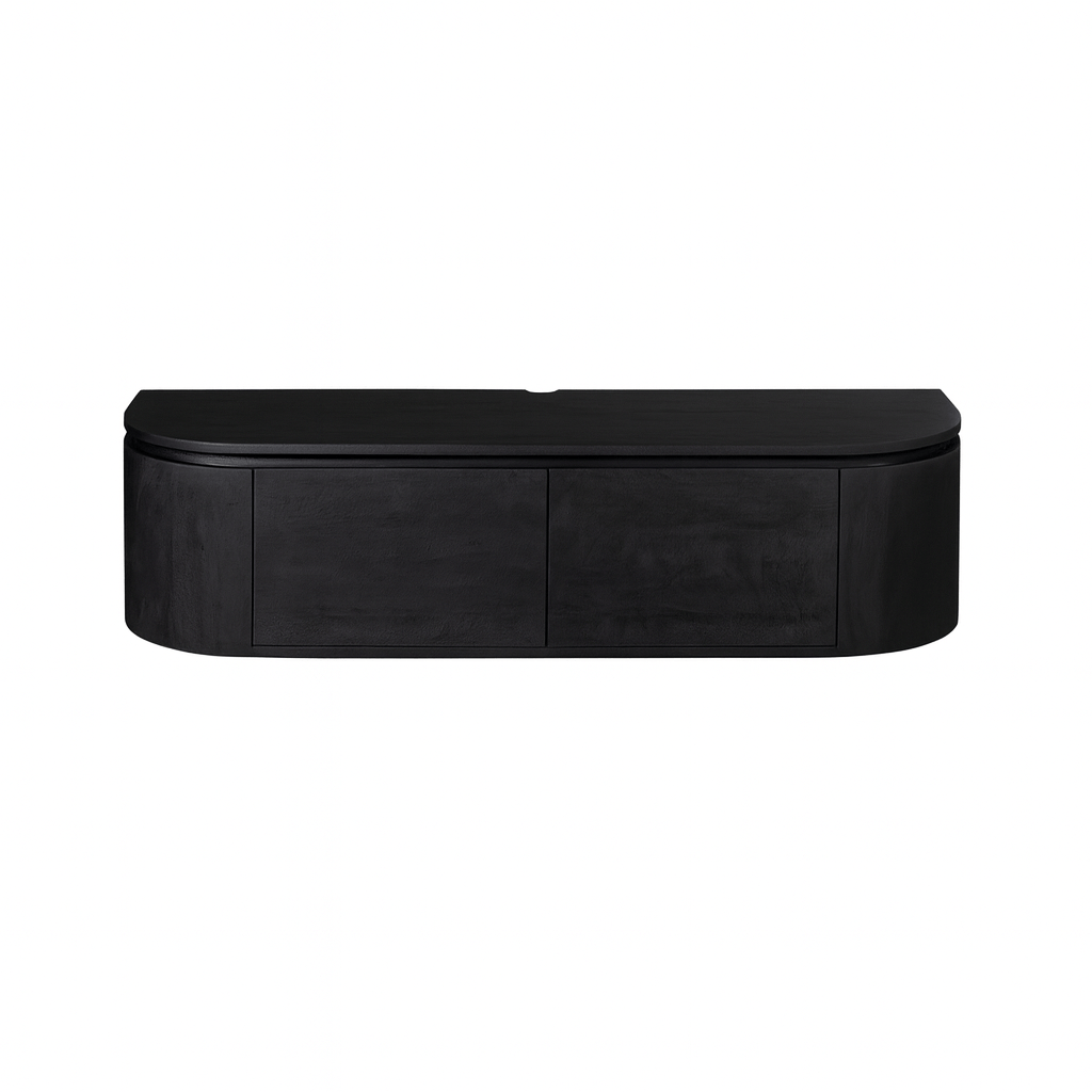Compact Tv-meubel - Zwart Mangohout - 120 cm - Zwevend of Staand Entertainment Centers & TV Stands Starfurn
