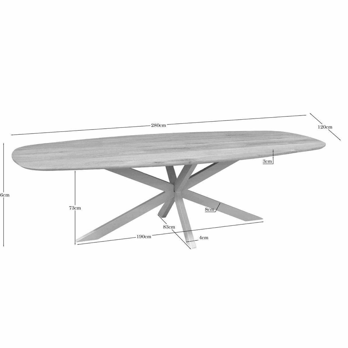 Deens Ovale Eettafel - Naturel Eikenhout - 280 cm - Zandkleurige Poot Kitchen & Dining Room Tables Starfurn