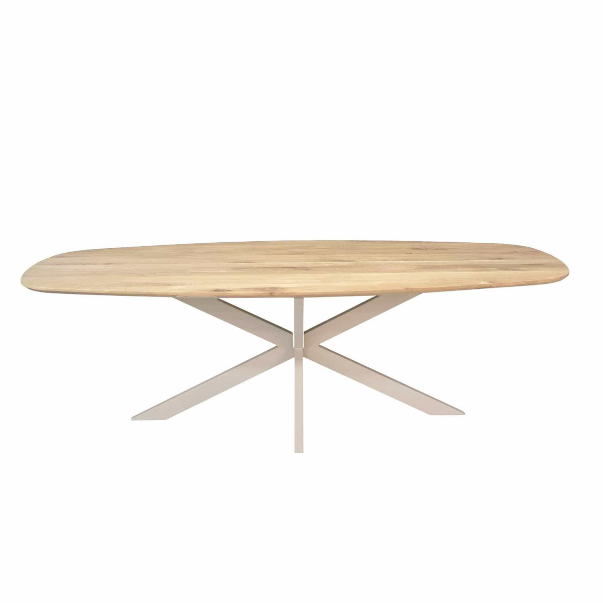 Deens ovale eettafel met massief eiken blad in naturel en zandkleurig stalen onderstel, 240 cm, foto 2