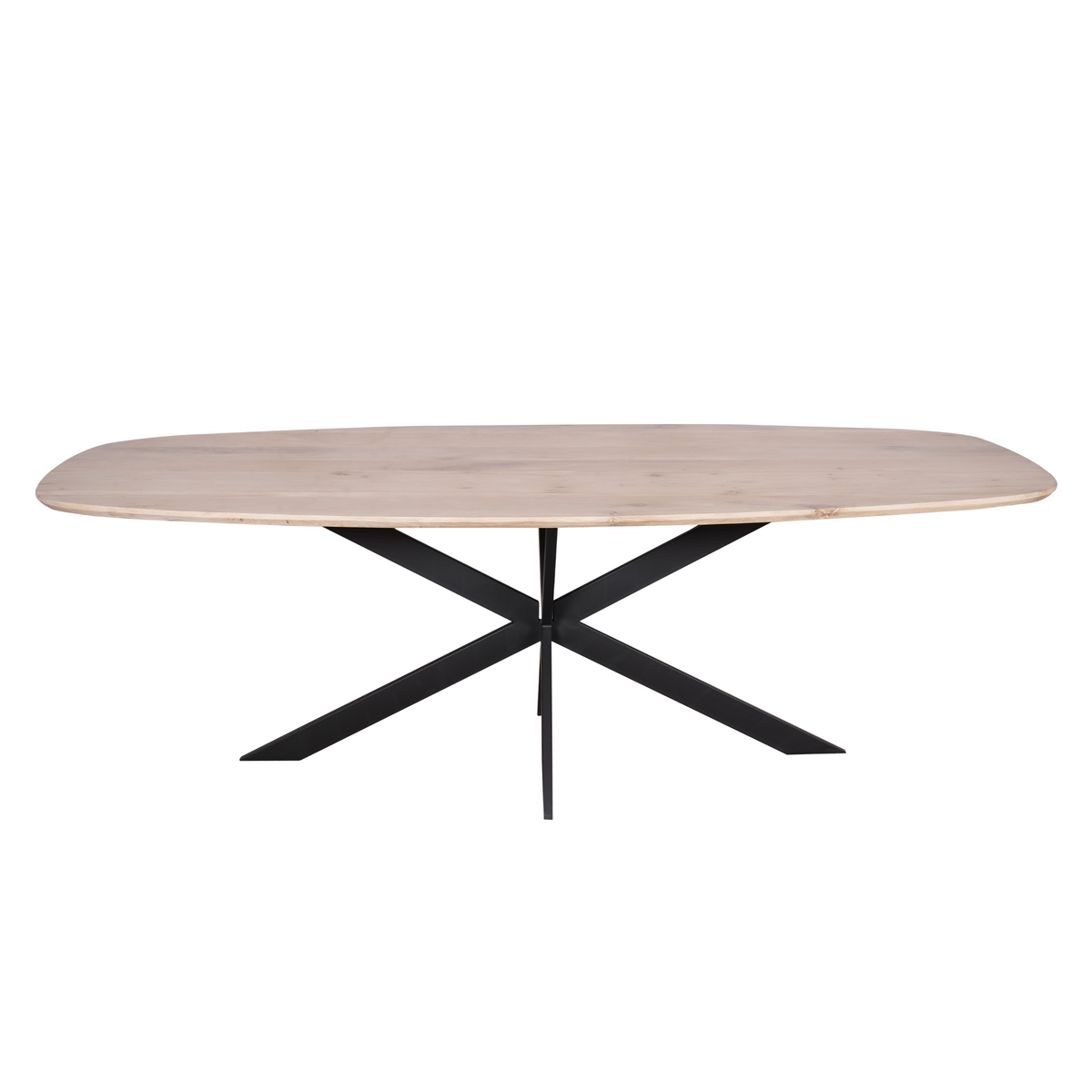 Deense ovale eettafel van naturel eikenhout, 200 cm, met stalen frame, foto 10