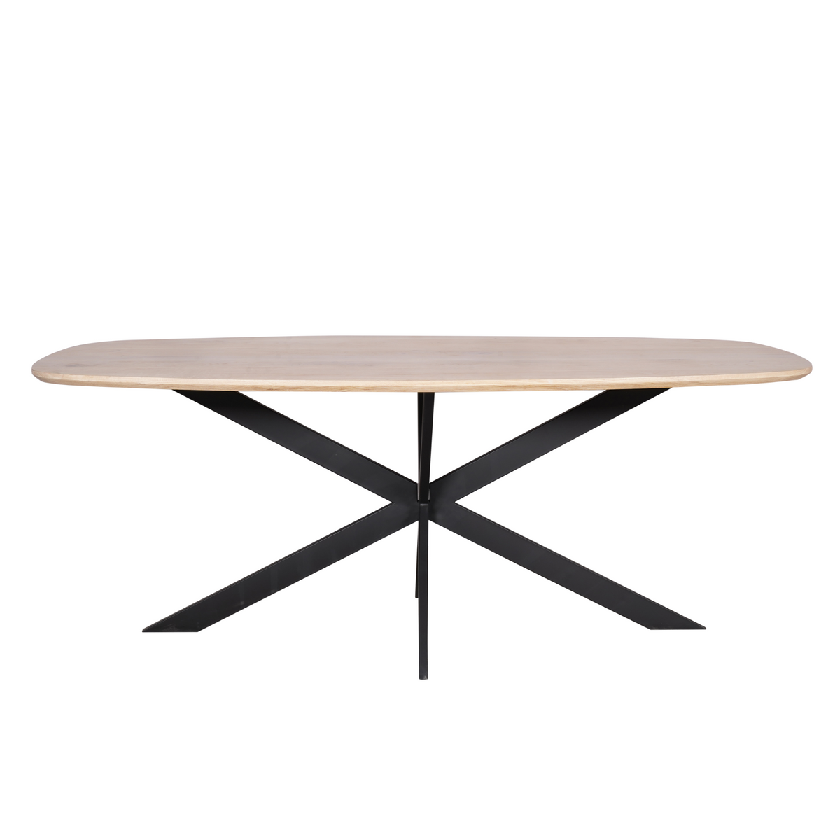 Deense ovale eettafel van naturel eikenhout, 200 cm, met stalen frame, foto 5