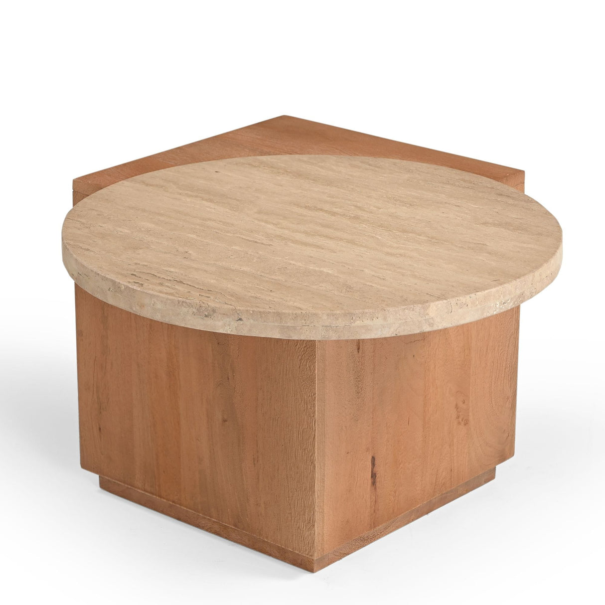 Design Bijzettafel - Naturel Mangohout & Travertin - 60 cm End Tables Starfurn