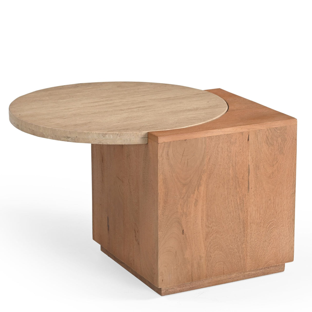 Design Bijzettafel - Naturel Mangohout & Travertin - 60 cm End Tables Starfurn