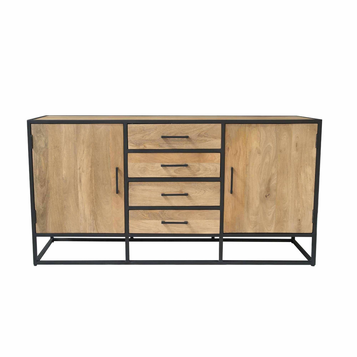 Dressoir - Naturel Mangohout - 165 cm - 2 Deuren & 4 Lades Dressers Starfurn
