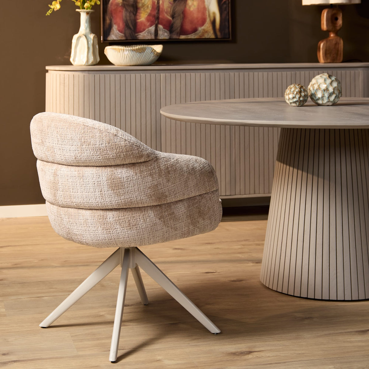 Eetkamerstoel Bella | Beige | Poot Sand | Met armleuning Starfurn