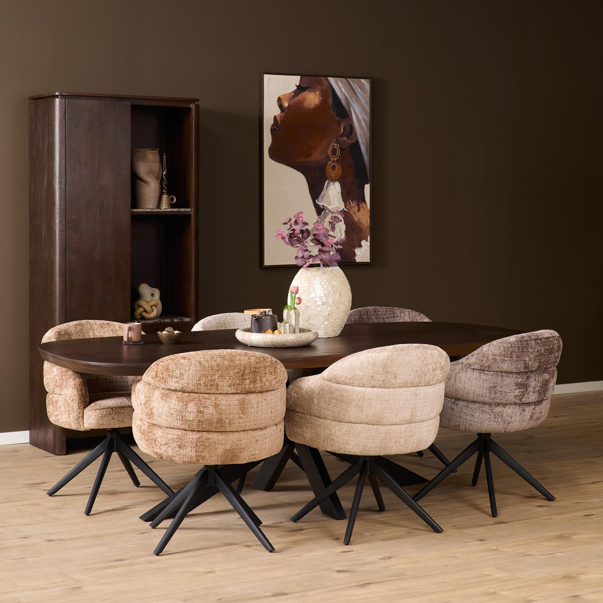Eetkamerstoel Bella | Clay | Poot Black | Met armleuning Starfurn