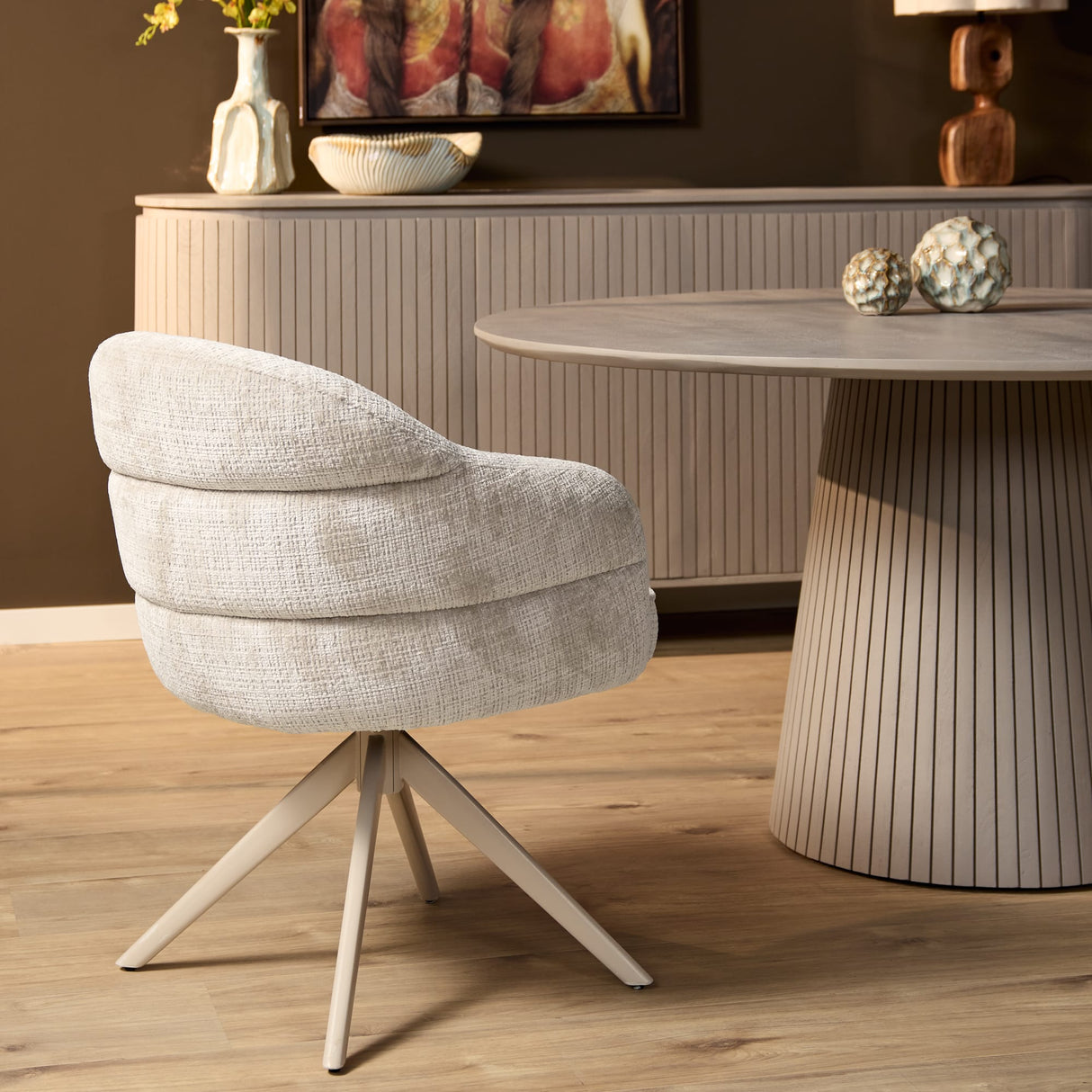 Eetkamerstoel Bella | Off White | Poot Sand | Met armleuning Starfurn