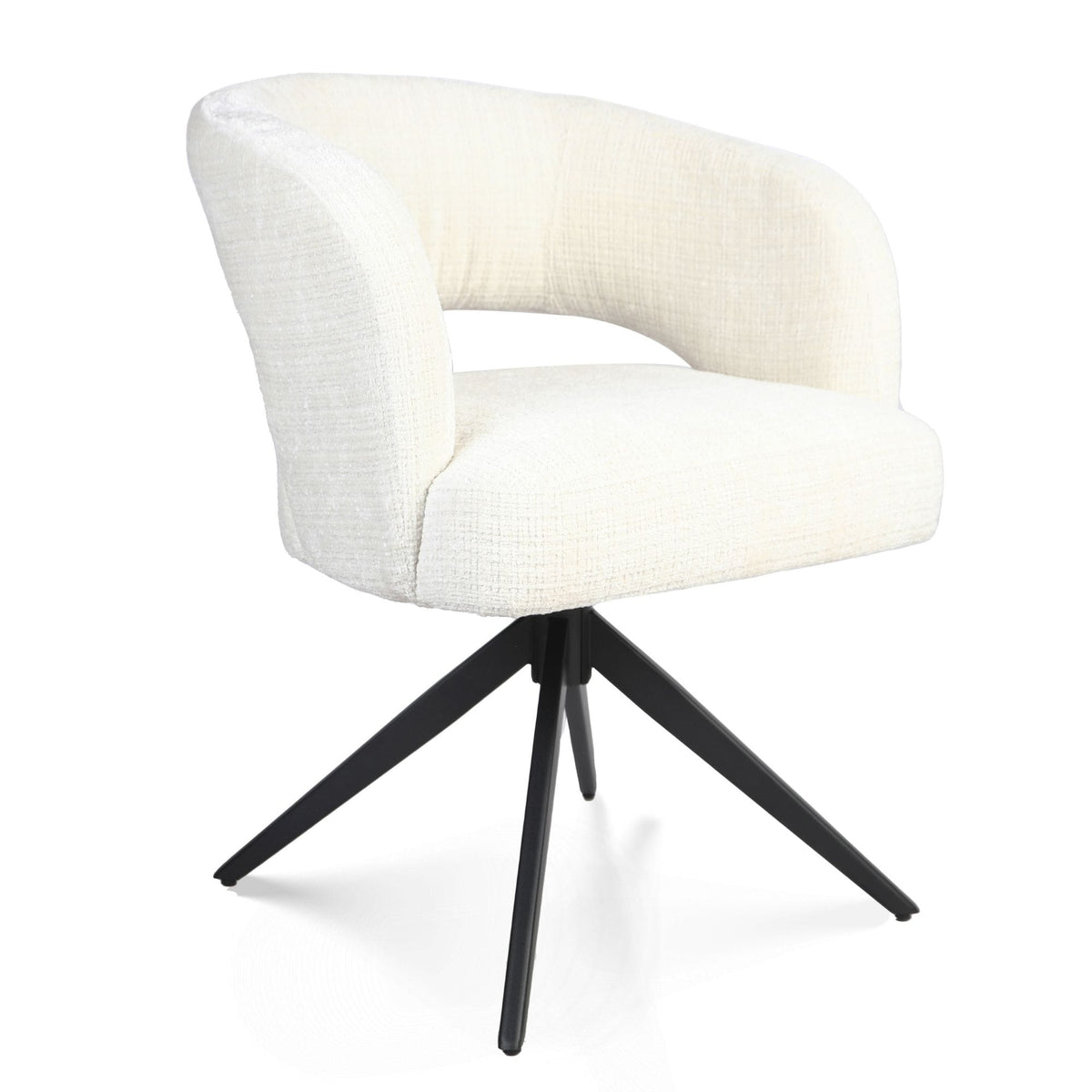 Eetkamerstoel Demi | Off White | Poot Black | Met armleuning Starfurn