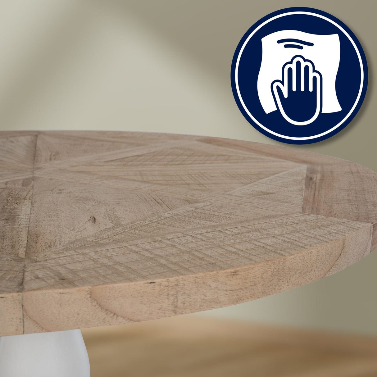 Eettafel Roswell Rond 90 cm – Massief Hout – Landhuisstijl – Naturel/Wit Kitchen & Dining Room Tables Knuska