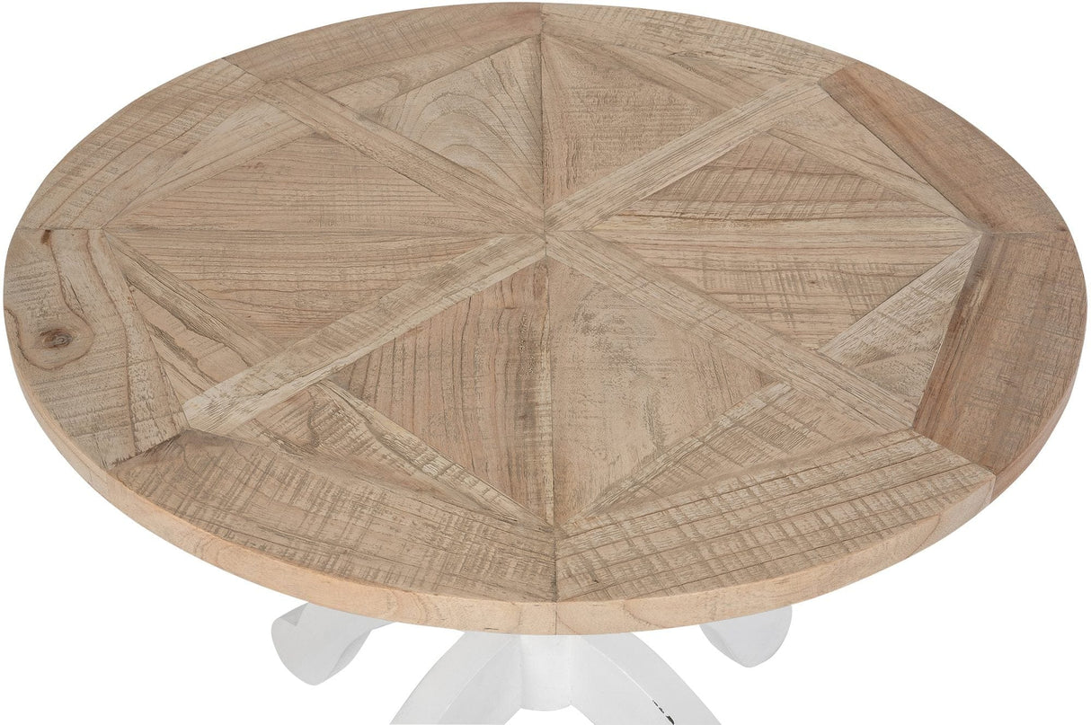 Eettafel Roswell Rond 90 cm – Massief Hout – Landhuisstijl – Naturel/Wit Kitchen & Dining Room Tables Knuska