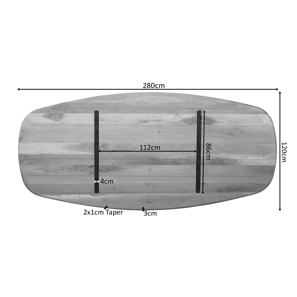 Eiken Blad Ferris Deens Ovaal 280 cm Naturel Starfurn