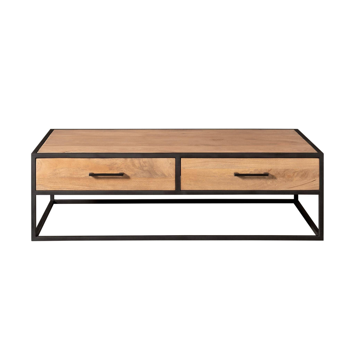 Industriële salontafel van naturel mangohout, 130 cm breed, foto 2