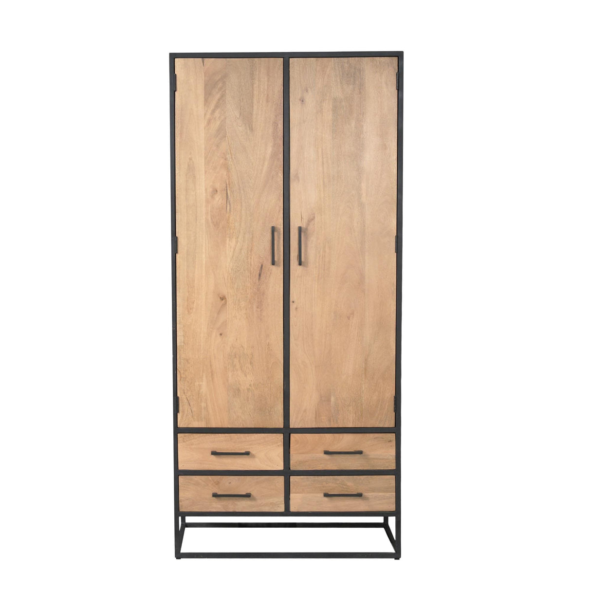 Kabinet - Naturel - Mangohout - 90 cm - 2 Deuren - 4 Lades Double Wardrobes Starfurn