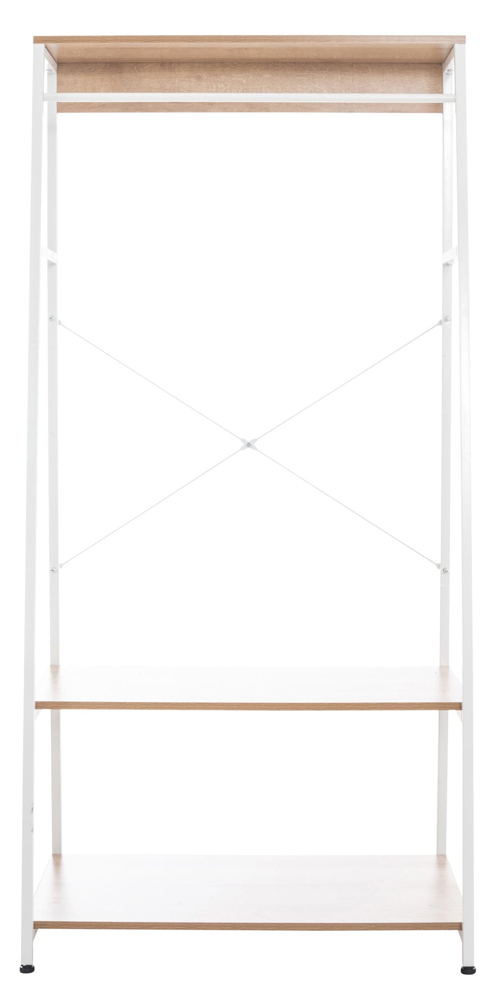 Kledingrek Luton met Legplanken – Hout & Metaal – Naturel/Wit – Modern Design Kapstok Knuska