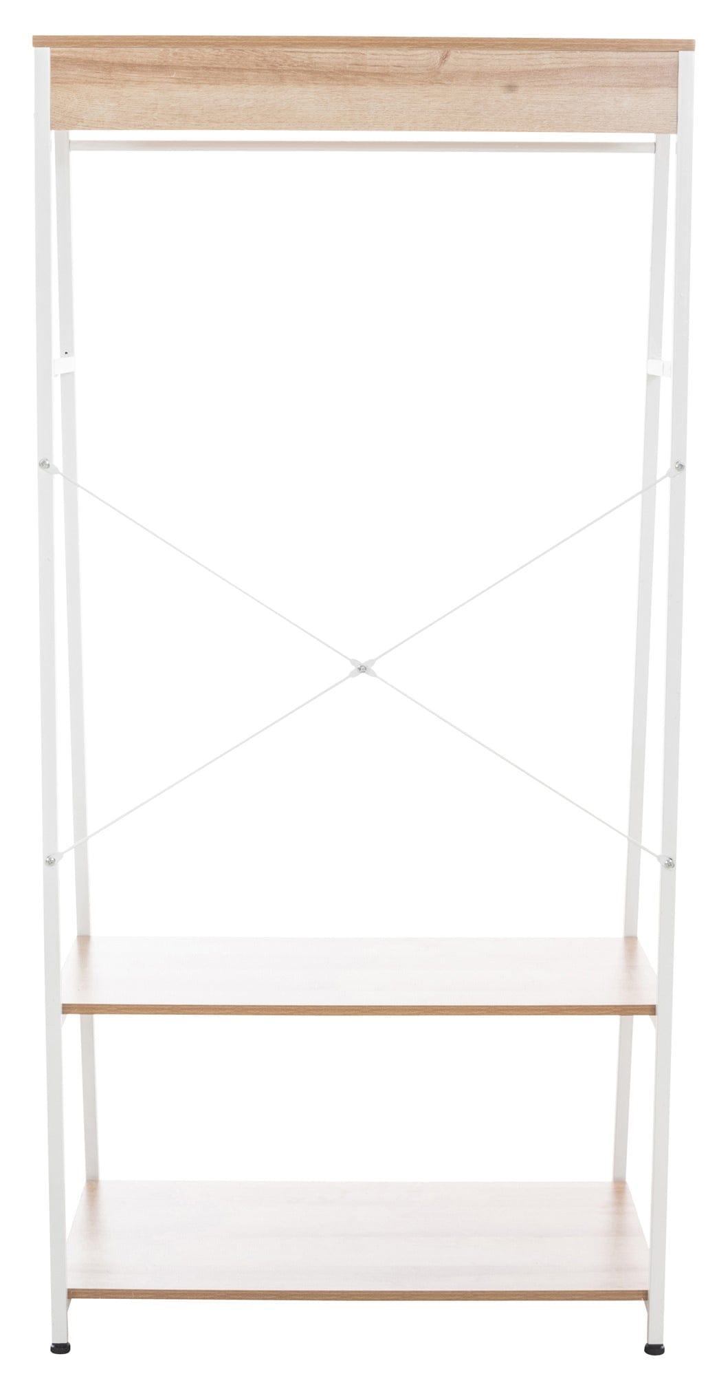 Kledingrek Luton met Legplanken – Hout & Metaal – Naturel/Wit – Modern Design Kapstok Knuska