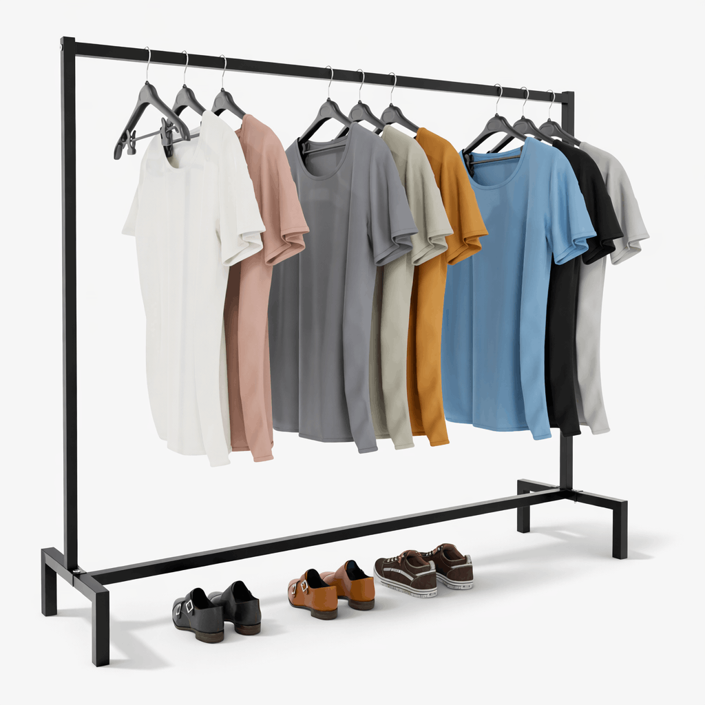Kledingrek Melva Zwart – Industrieel Design – Metaal – Extra Sterk (100 kg) Kapstok Knuska