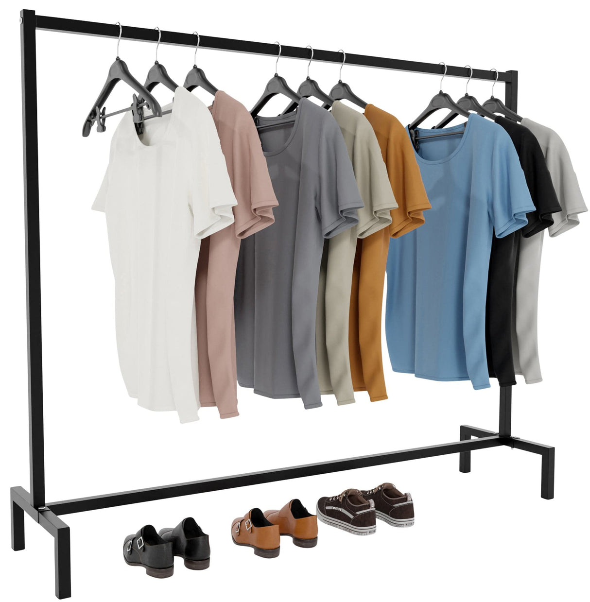 Kledingrek Melva Zwart – Industrieel Design – Metaal – Extra Sterk (100 kg) Kapstok Knuska