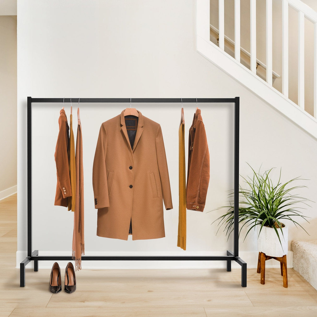 Kledingrek Melva Zwart – Industrieel Design – Metaal – Extra Sterk (100 kg) Kapstok Knuska