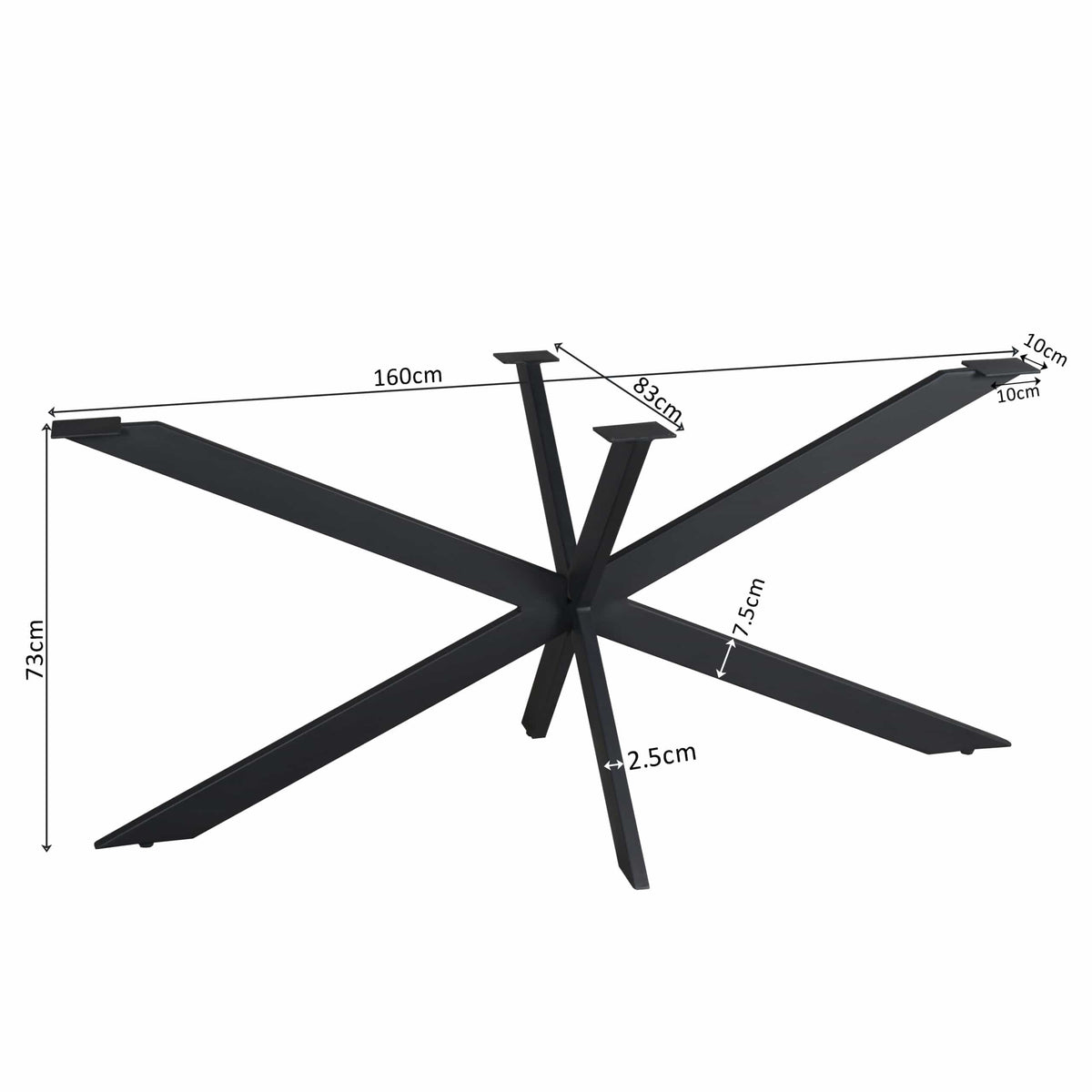 Matrixpoot Zwart Ovaal/Rechthoek 160 cm Koker 2,5x7,5 cm Starfurn