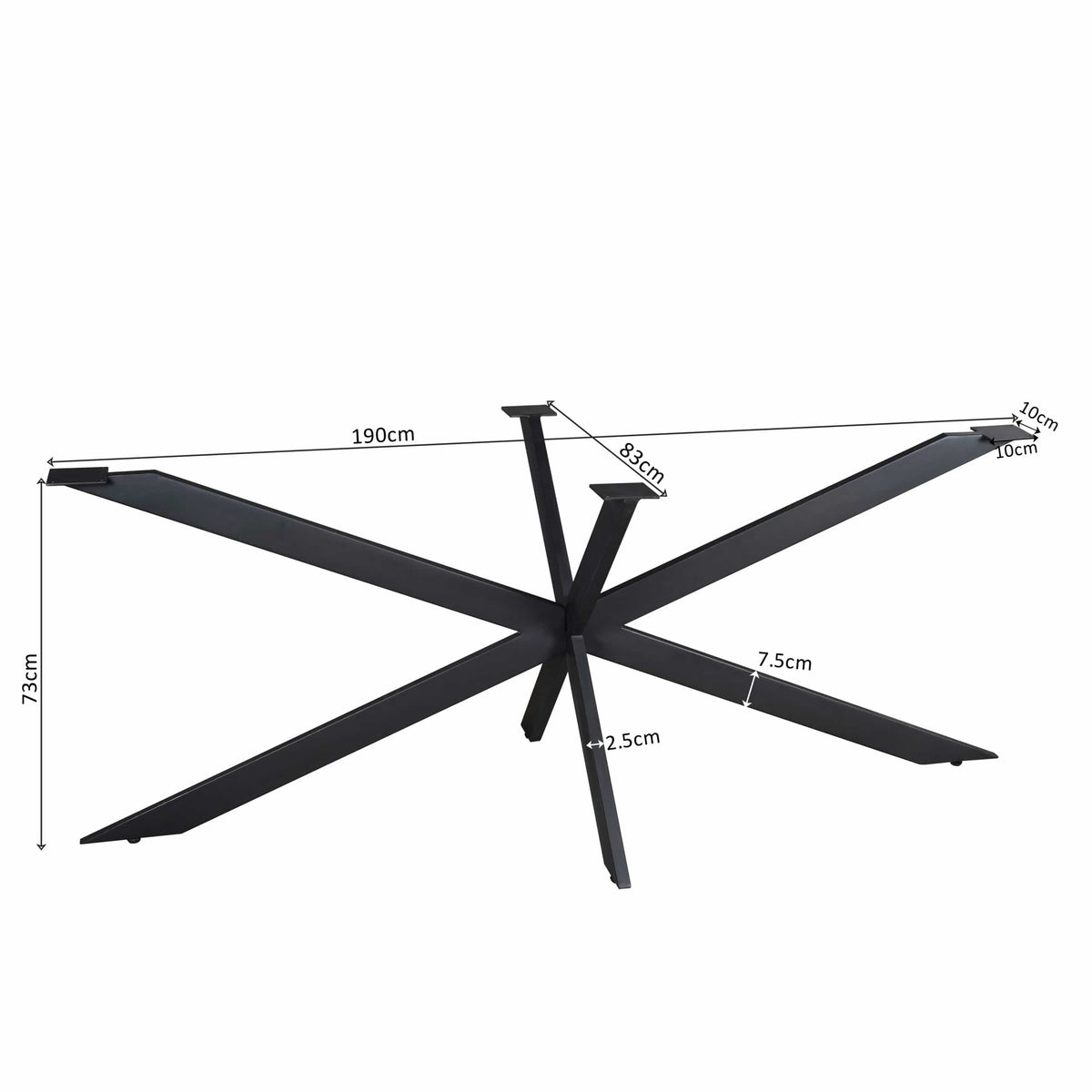 Matrixpoot Zwart Ovaal/Rechthoek 190 cm Koker 2,5x7,5 cm Starfurn