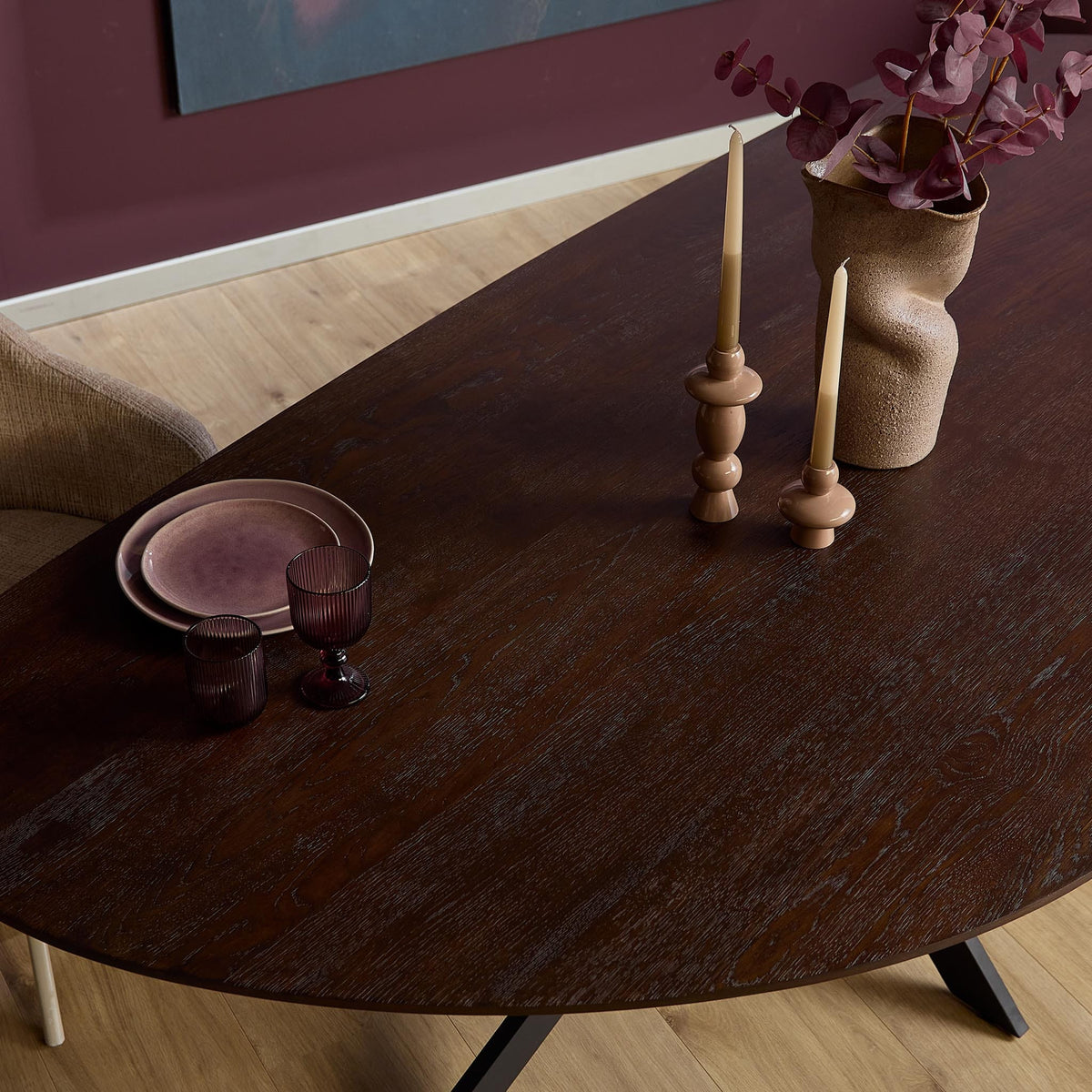 Organische Eettafel - Bruin Eikenhout - 210 cm - Matrixpoot Kitchen & Dining Room Tables Starfurn