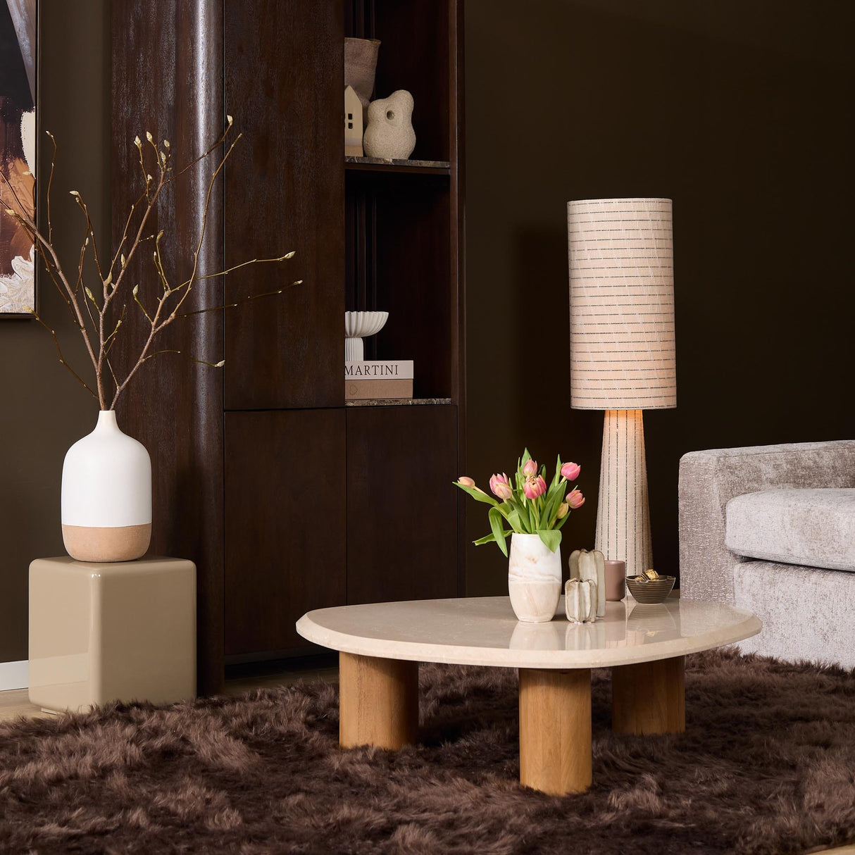 Organische Salontafel - Naturel Mangohout & Botticino Marmer - 100 cm Coffee Tables Starfurn