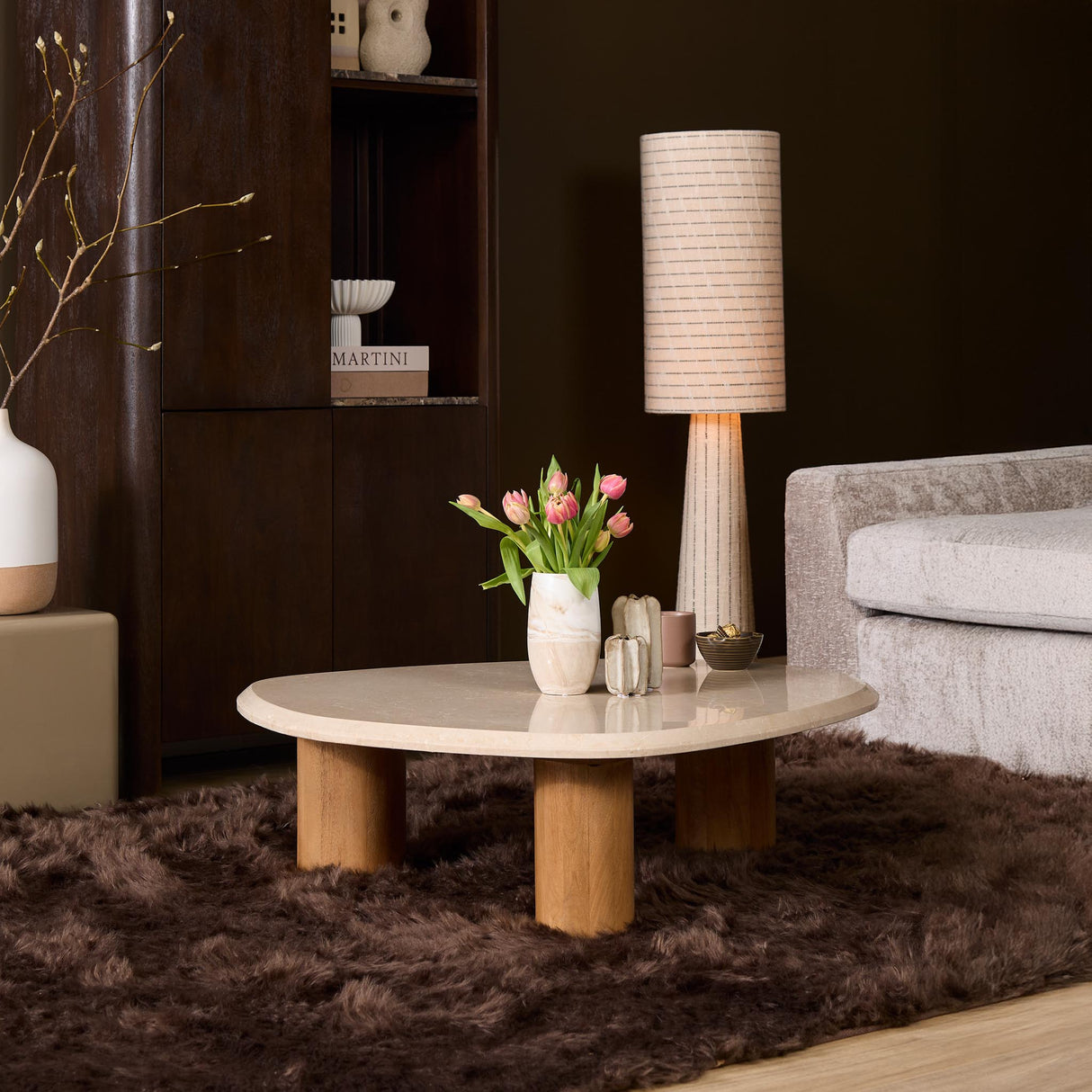 Organische Salontafel - Naturel Mangohout & Botticino Marmer - 100 cm Coffee Tables Starfurn