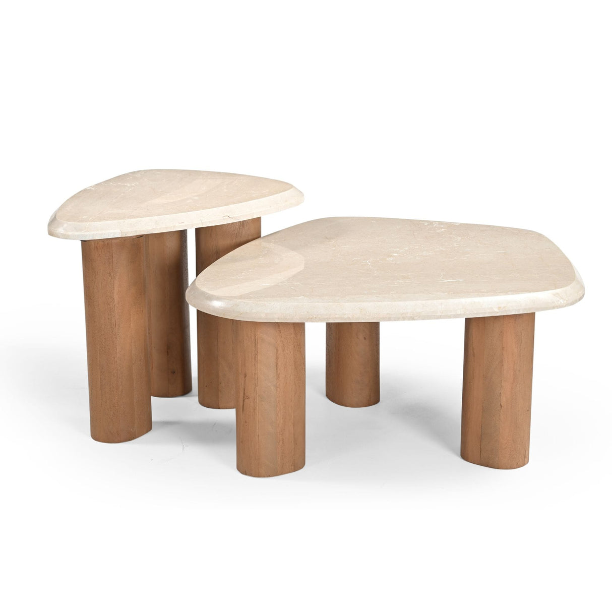 Organische Salontafel - Naturel Mangohout & Botticino Marmer - 84 cm Coffee Tables Starfurn