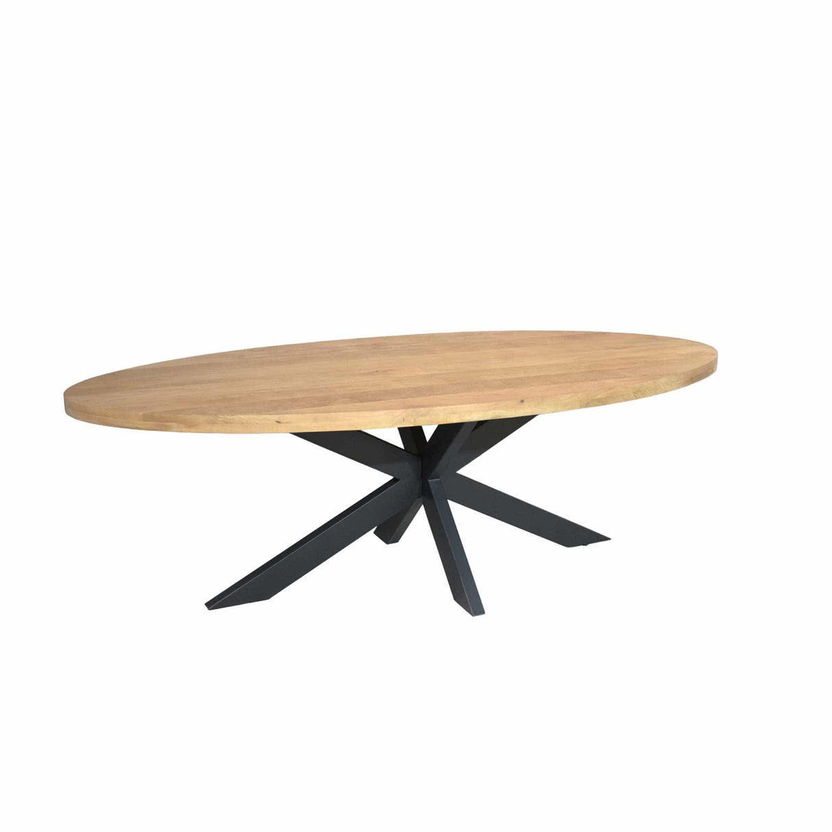 Ovale Eettafel - Naturel Mangohout - 210 cm - Matrixpoot - Industrieel Kitchen & Dining Room Tables Starfurn