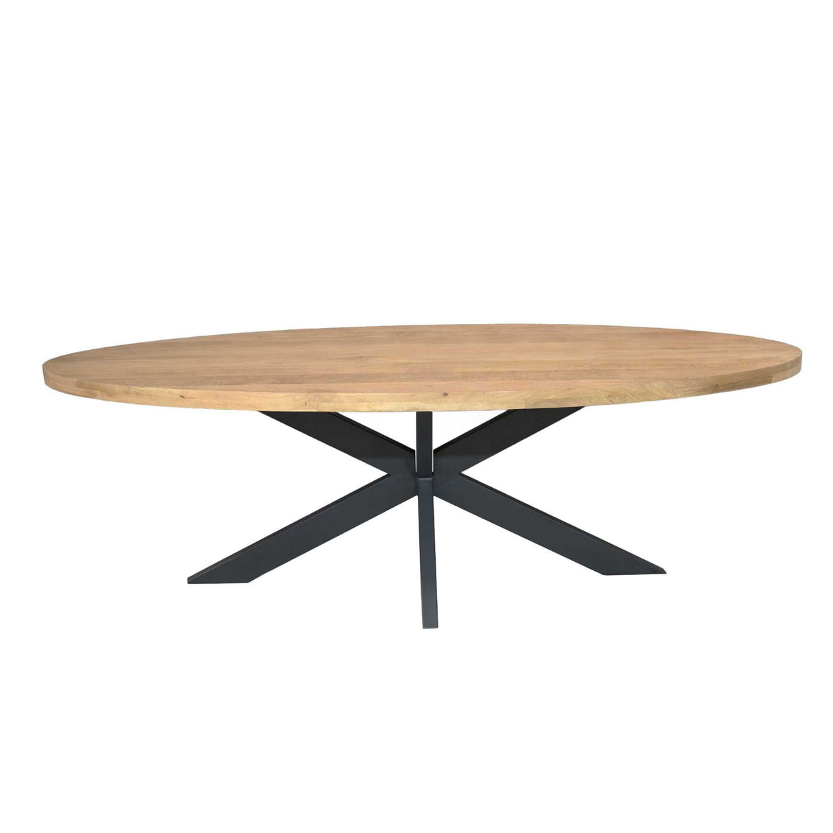 Ovale Eettafel - Naturel Mangohout - 240 cm - Matrixpoot - Industrieel Kitchen & Dining Room Tables Starfurn