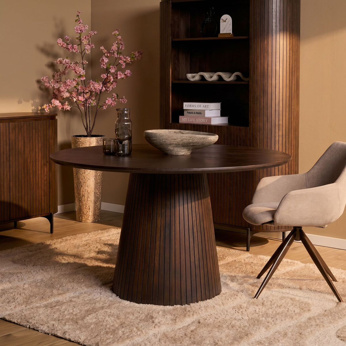 Ronde eettafel van bruin mangohout, Ø 150 cm