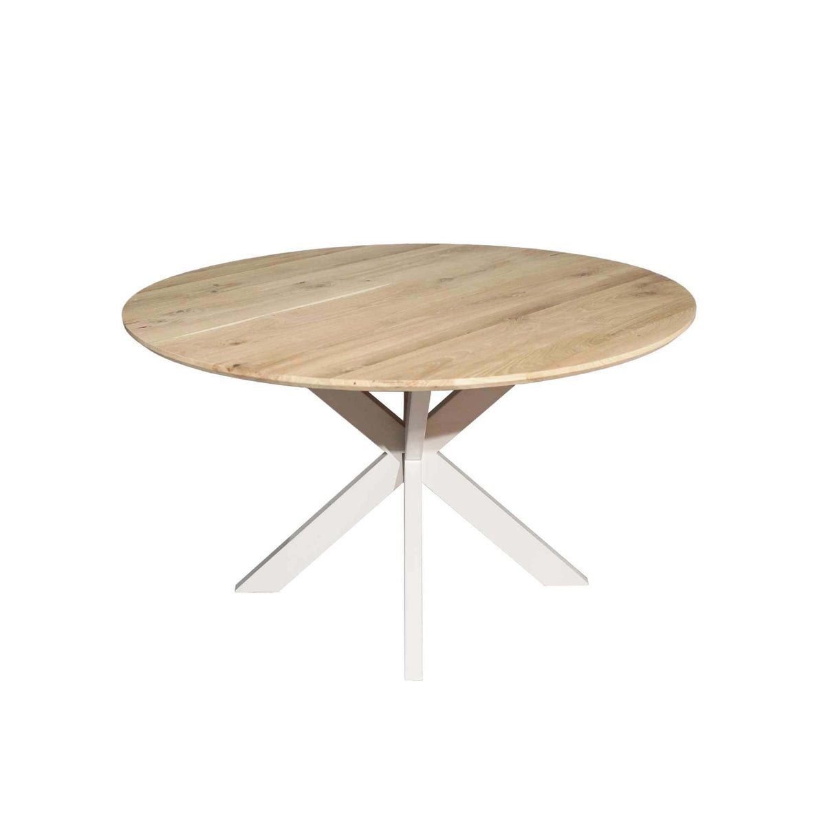 Ronde Eettafel - Naturel Eikenhout - 130 cm - Zandkleurige Poot Kitchen & Dining Room Tables Starfurn