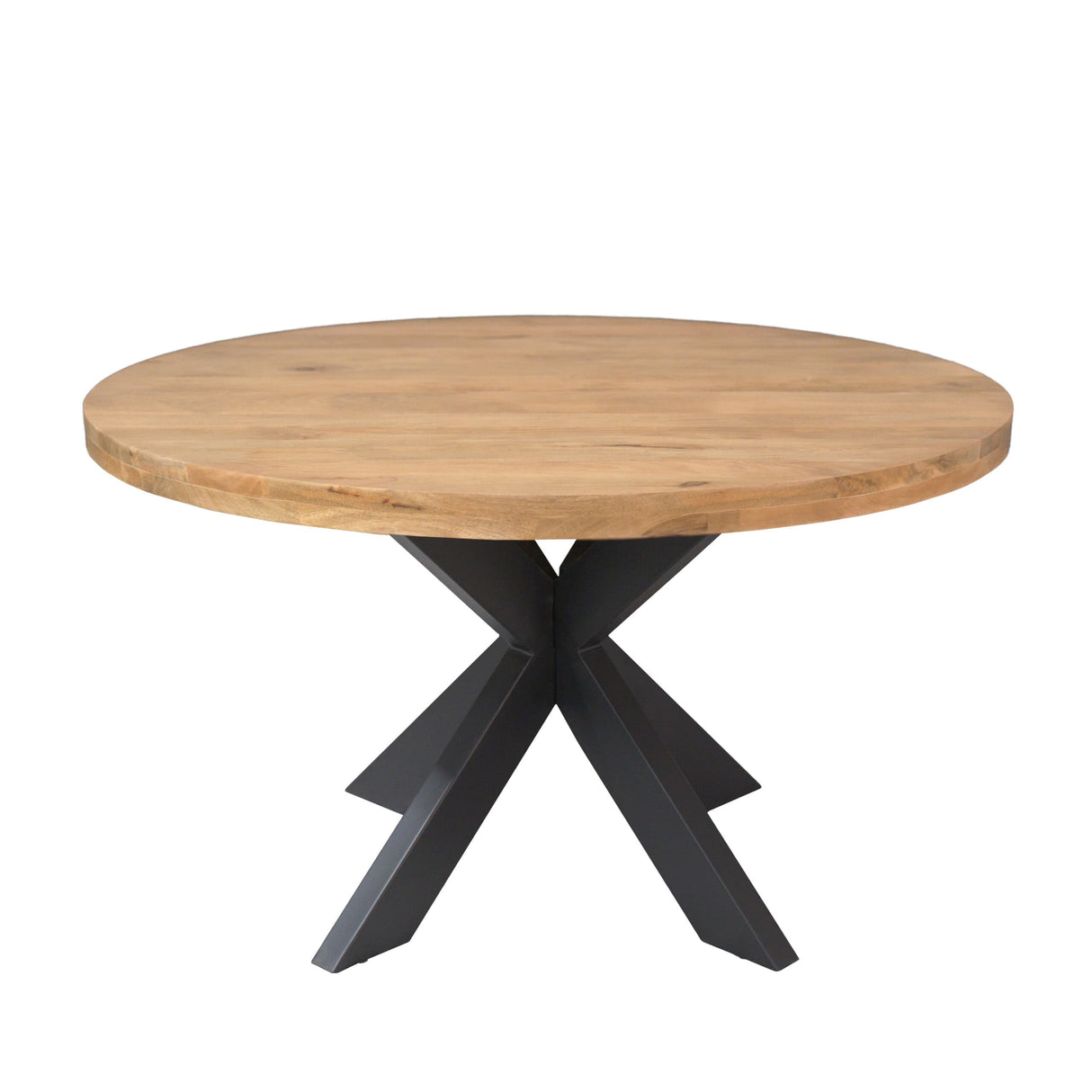 Ronde Eettafel - Naturel Mangohout - 140 cm - Matrixpoot - Industrieel Kitchen & Dining Room Tables Starfurn