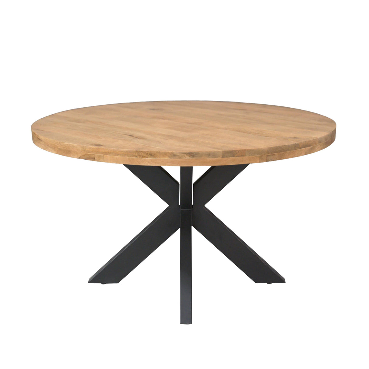 Ronde Eettafel - Naturel Mangohout - 140 cm - Matrixpoot - Industrieel Kitchen & Dining Room Tables Starfurn