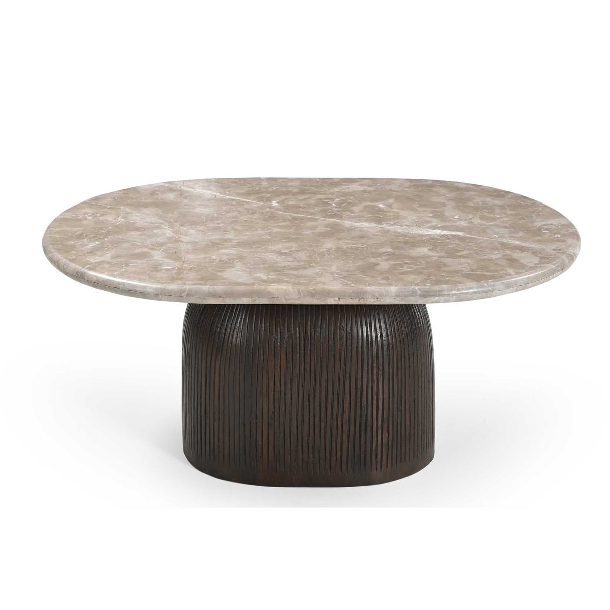 Salontafel - Bruin - Marmer - Mangohout - 90 cm - Ovaal Coffee Tables Starfurn
